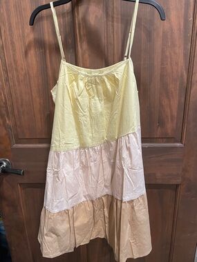 Pastel Tiered Sundress in Yellow, Cream, and Tan